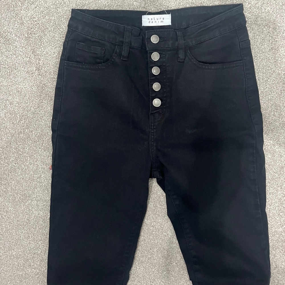 NWT NATURE DENIM HIGH RISE SKINNY JEANS BLACK SIZE 27